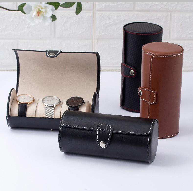 

Portable Three-Position Leather Watch and Tie Storage Box