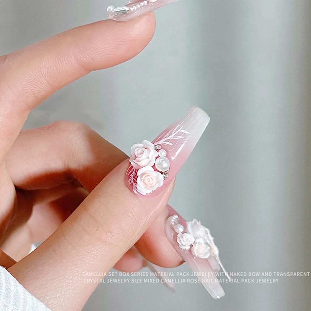 Flower Nail Charms 3D Nail Rhinestones Nails Gems DIY Nail Art Design Nail Pearls Nail Jewelry Mixed Nail Art Decoration