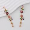 1 Pair Long Flower Drop Earrings Embellished Dangle Earrings  All Seasons Compatible