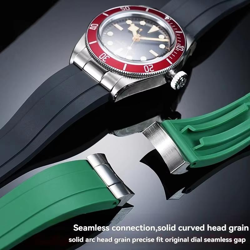 Řemínek k hodinkám Pro řadu Tudor Biwan Black Bay M79230R M79363N Kovový s prohnutým koncem Gumový řemínek k hodinkám 20mm 21mm 22mm