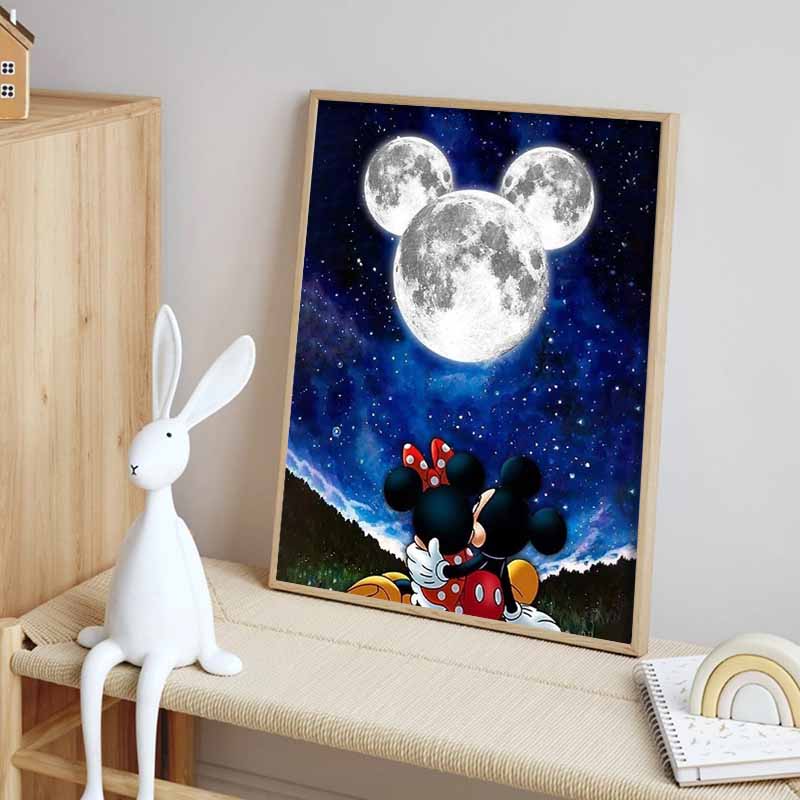 Disney 5D DIY Diamond Painting Decorations Mickey and Minnie Starry Night Romantic Diamond Embroidery Rhinestone Cross Stitch Set Handmade