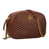 Tory Burch Kira Solid Double T Logo Chevron Zip Closure Leather Crossbody Bag Women Bags Brown 152354-200