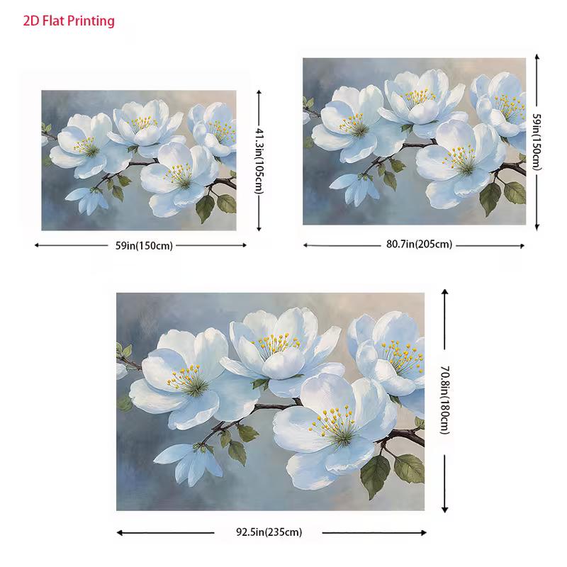 2D Flat Floral Art Backdrop Light Blue Magnolia with Green Leaves Background Cloth
