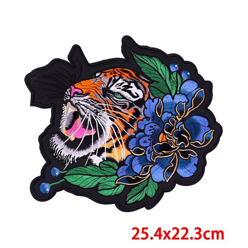 Punk Animal Large Embroidery Patch Iron On Patches For Clothing Thermoadhesive Patches On Clothes Sewing Patch For Jacket Back