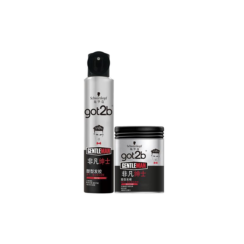 Schwarzkopf Got2b Extraordinary Gentleman Лак для волос Спрей Стайлинг Мужской Воск для волос Стайлинг Аромат Долгосрочная фиксация Комбинация для стайлинга 100 мл + 200 мл коричневый