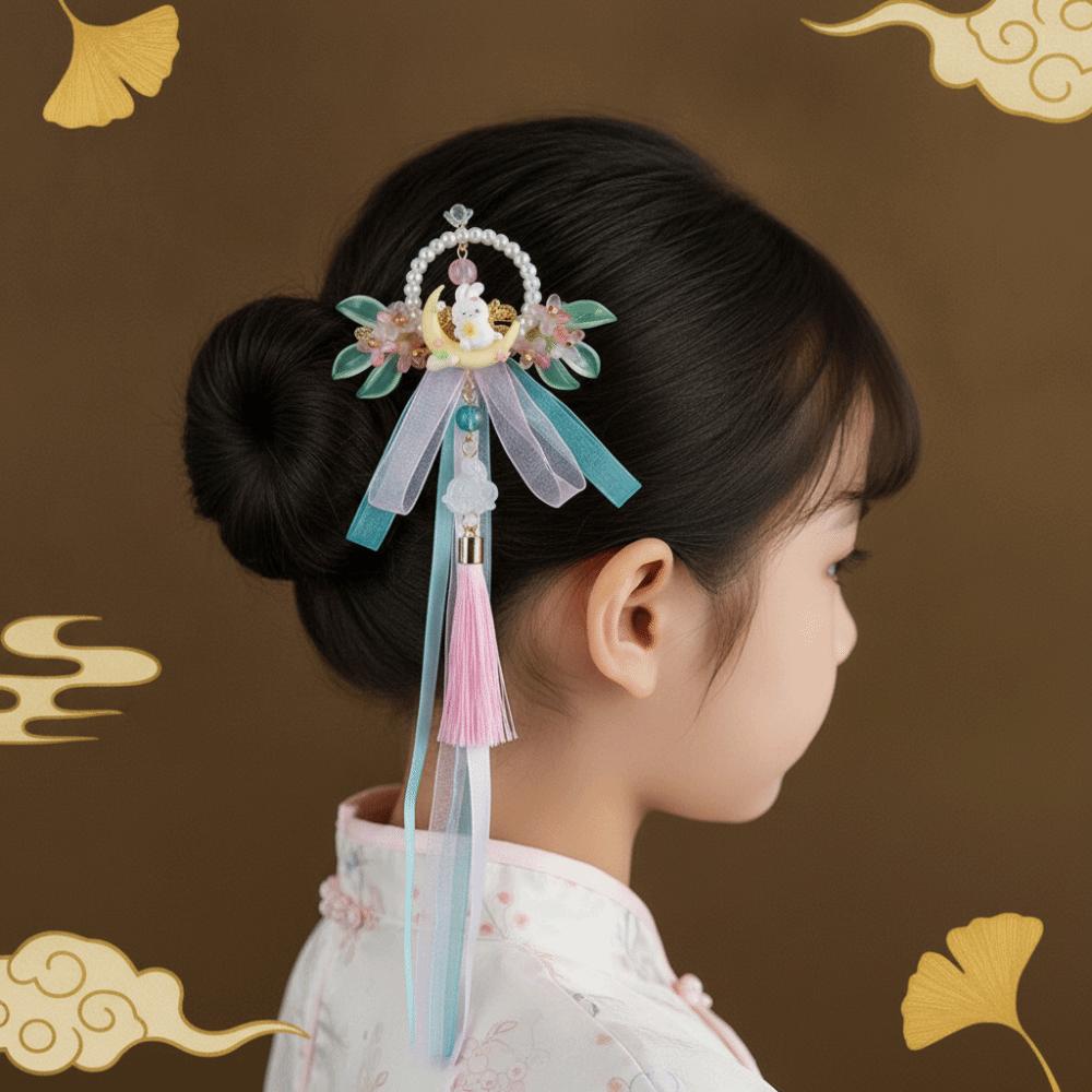 Cute Forehead Chain Traditional Bunny Hair Clips Chinese Jewelry Hanfu Headwear Photoshoot