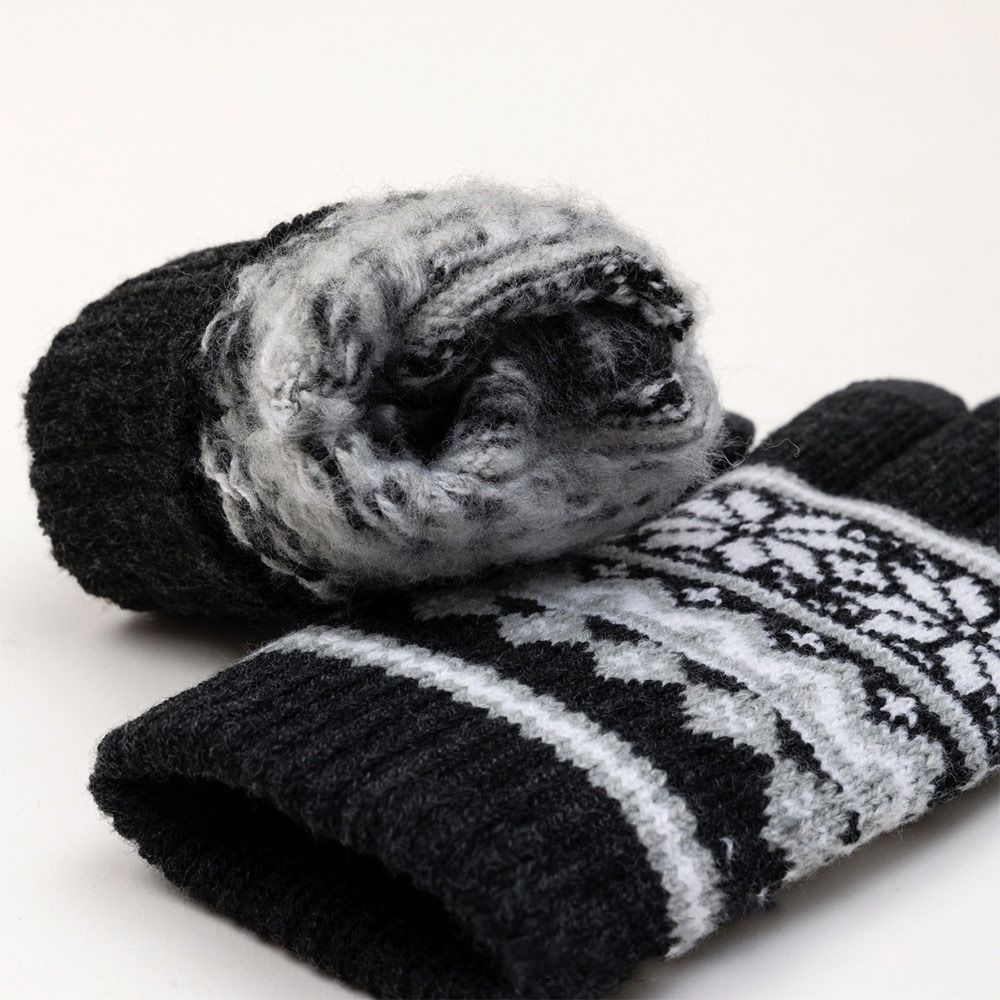 Winter Thick Warm Knitted Gloves Cold-proof Snowflake Pattern Winter Gloves Touchscreen Windproof Five Finger Gloves