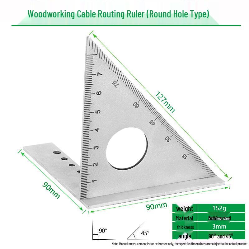 Songjiate Stainless Steel Woodworking Triangle Ruler - 45°/90° Angle Scriber
