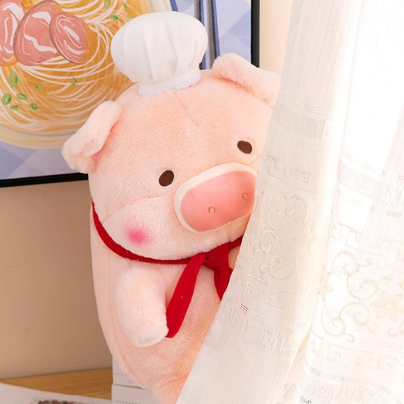 New chef bread pig plush toy cute pig doll girl soothing pillow children doll