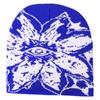 Unisex Jacquard Eye Flower Pattern Knitted Beanies Hat Fashionable Winter Warm Hiphop Bonnet Skull Hat for Men and Women