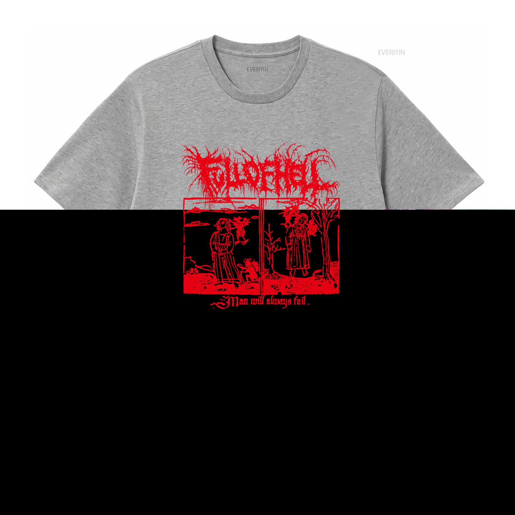 FULL OF HELL Print T shirt Mens Grindcore Band Sport Grey Color TE2798 vintage Washed fashion Comfortable Casual Stretched S