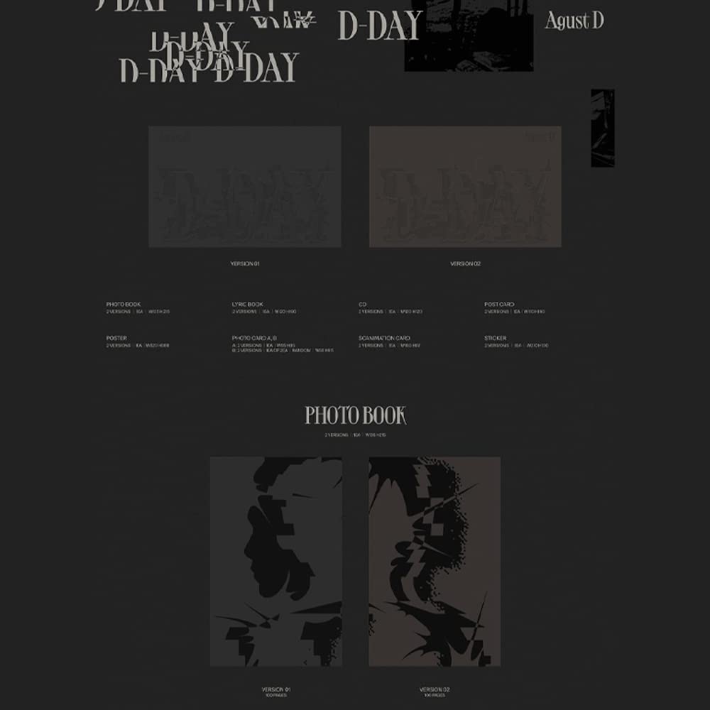 Agust D SUGA CD Versions - D-DAY [Korean Edition] (2 SET)