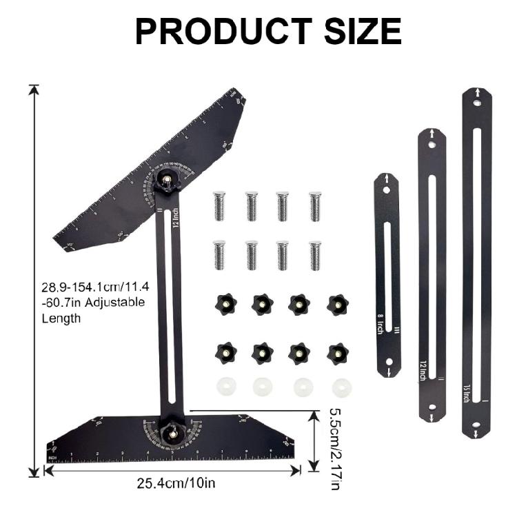Einfach verstellbarer Treppenlehre Trittflächen-Layout-Schneidwerkzeug mit verstellbarer Länge Geeignet für Treppenrenovierung Schneideführung