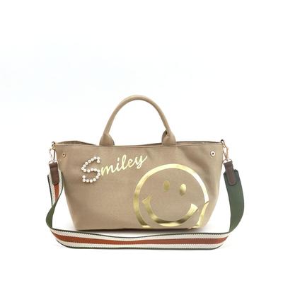 Cuco SMILEY Logo Pearl X Foil Print 2-Way Tote Bag 2553111704 Beige (300)