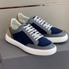 European Men's Cowhide Splicing Low Cut Sports and Leisure Fashionable Board Shoes Trend White Shoes Mesh Men's Shoes
