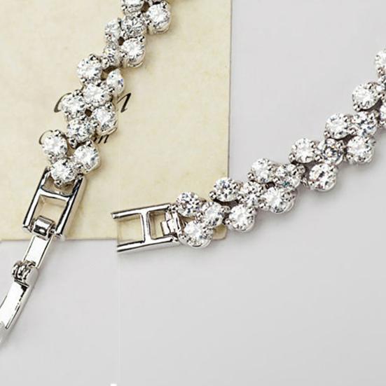 Chain Cubic Elegant Woman Zircon Rhinestone Inlaid Bangle for Daily Wear