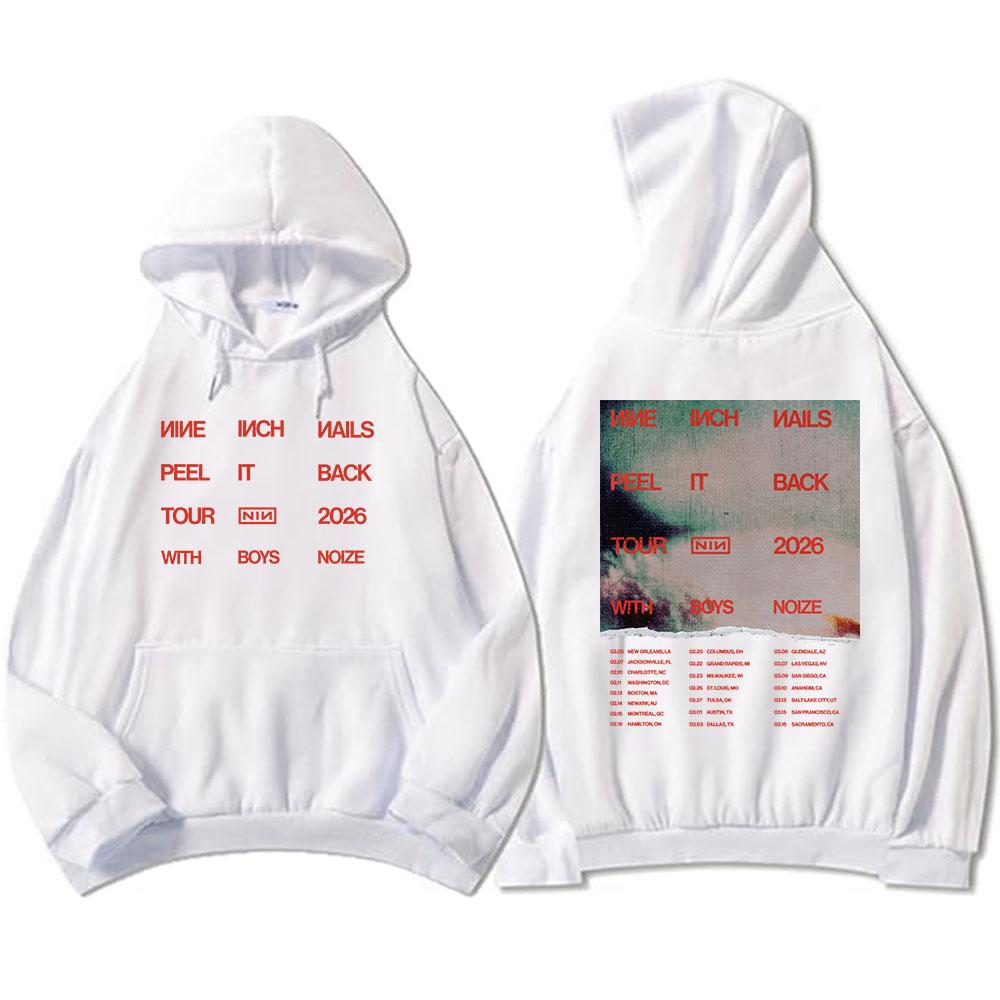 Nine Inch Nails Peel It Back 2026 Tour Hoodies NIN Rock Band Graphic Print Sweatshirts Long Sleeve Winter Hooded Pullovers