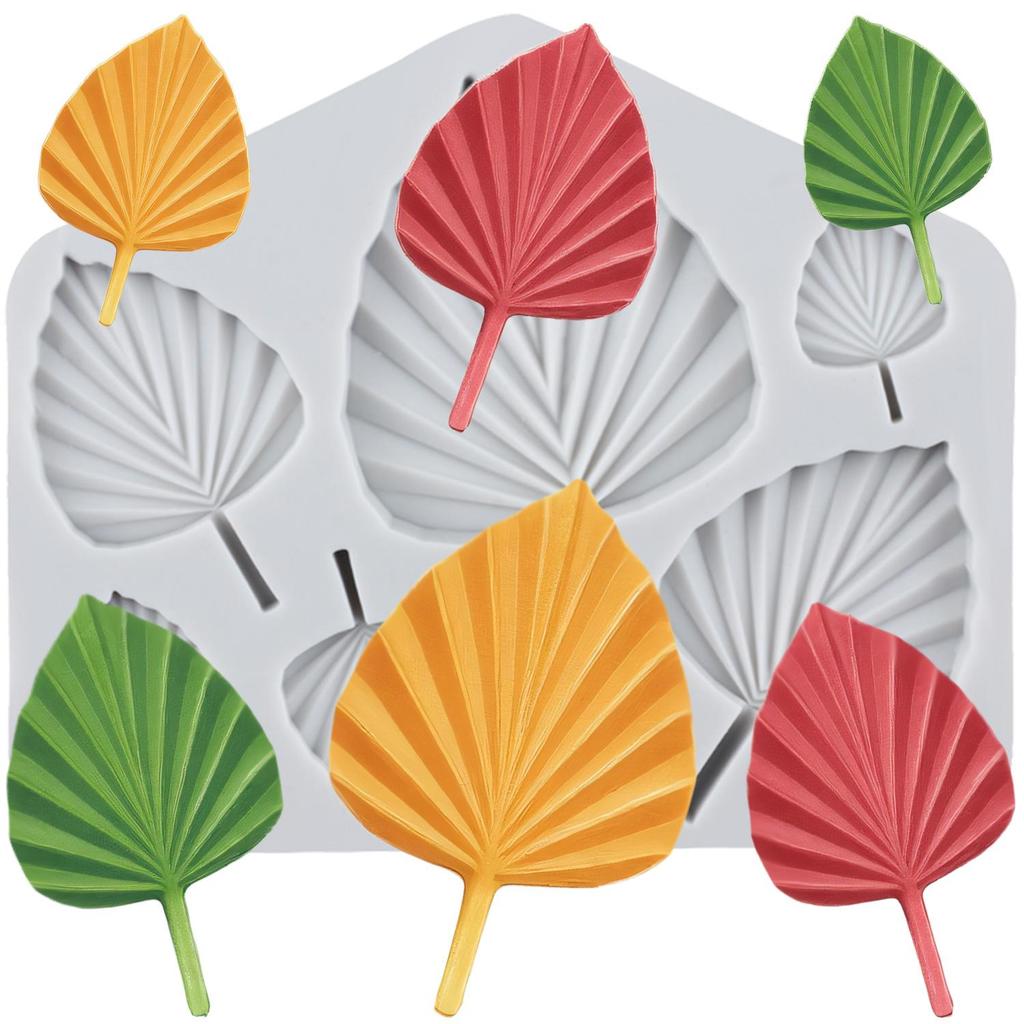 Fan Leaf Silicone Mold Flamingo Tropical Leaf Fondant Molds Cake Decorating Tools Cupcake Topper Candy Resin Clay Chocolate Gumpaste Mold