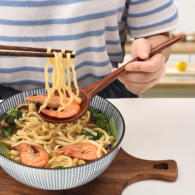 Long Handle Ramen Wooden Spoon Japanese Kitchen Cooking Utensils Tableware Serving Tablespoons Home Large Soup Ladle