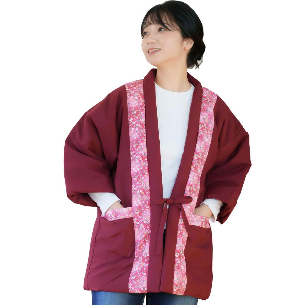 Yurakuan Japanese Pattern Hanten (Haori) for Men and Women, Unisex, Lightweight Loungewear (One Size Fits All, H for Women)