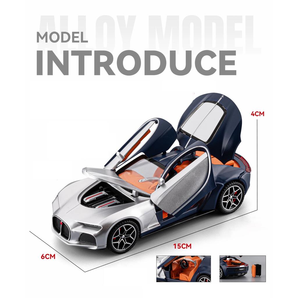 1/32 Bugatti Atlantic Alloy Sports Car Model Diecast Metal Racing Vehicles Car Model Sound and Light Simulation Collection Kids Toy Gift