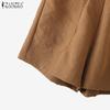 ZANZEA Women Summer Elastic Waist Solid Color Loose Short Pants