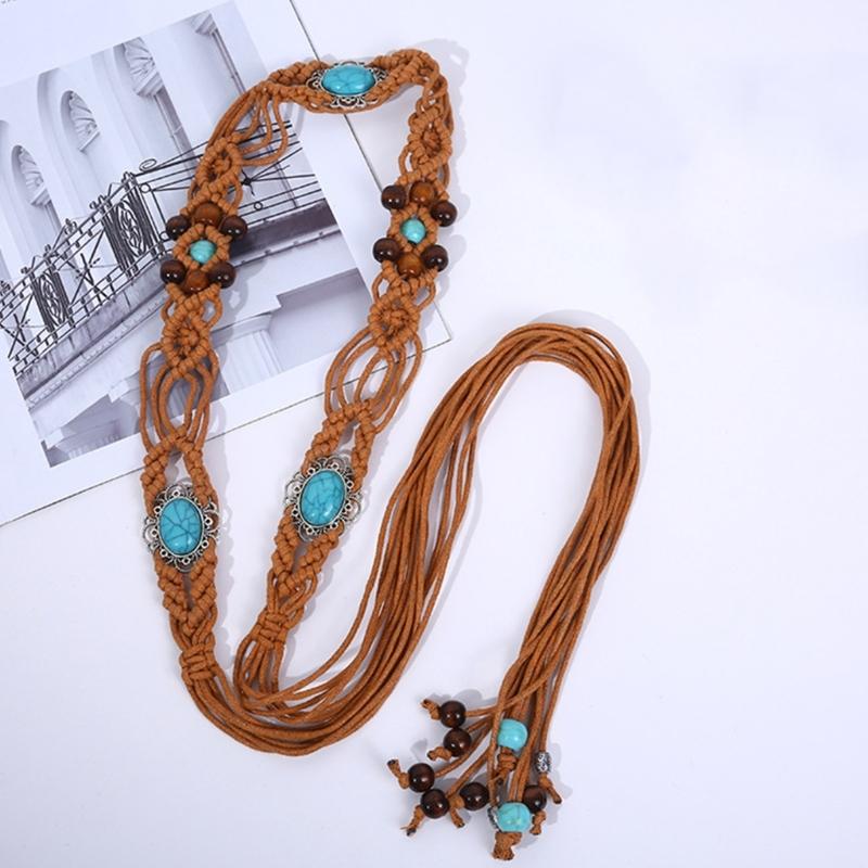 Cowgirl Hüftgürtel für geflochtenen Vintage Bindegürtel mit Perlen für beeindruckenden Webstil Bühne Streetdance