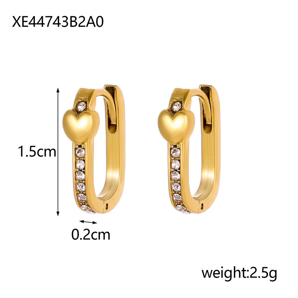 CARLIDANA Gold Color Stainless Steel Small Earring Gold Plated Gifts Colorful CZ Stone Hoop Heart Earrings for Women Girls