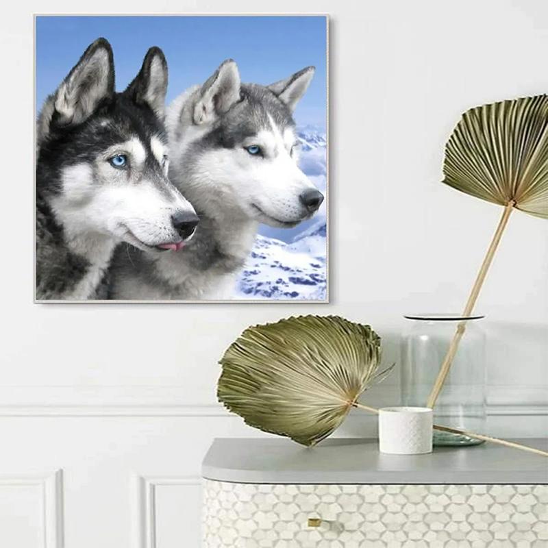 DIY Diamond Painting Two Puppies Cross Stitch Kit Mosaic Art Diamond Painting Full Circle/Square Diamond Home Decoration