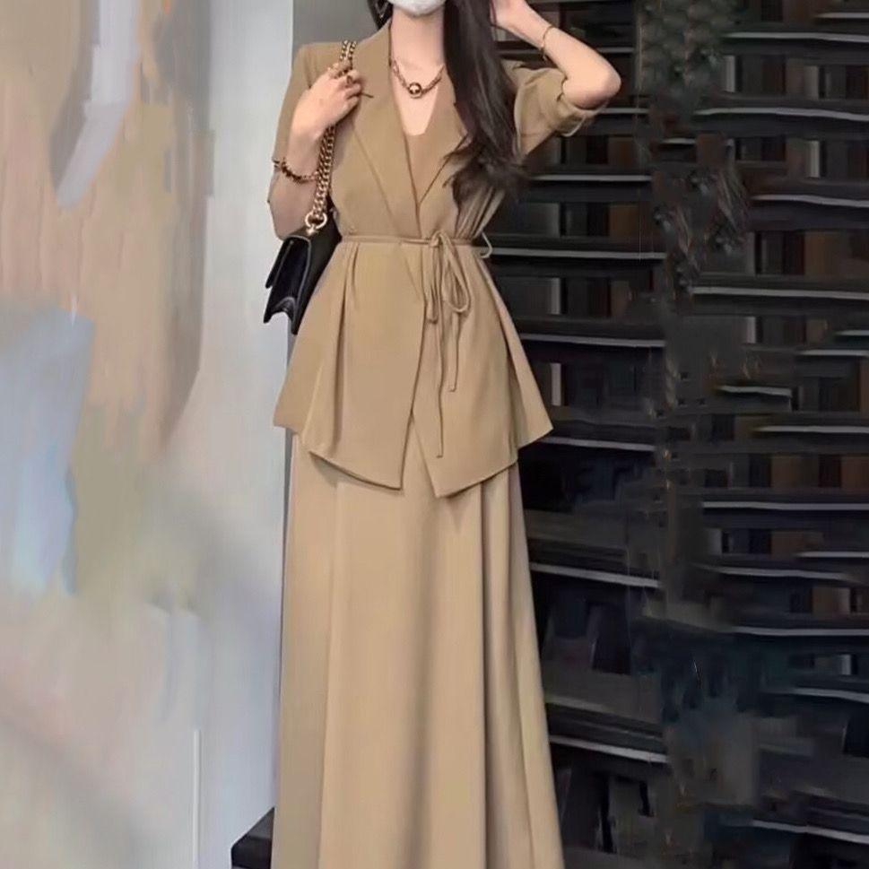 

Women s Fashionable Spring Summer Suit Dress with Slim Fit and Two-Piece Set 4XL хакі