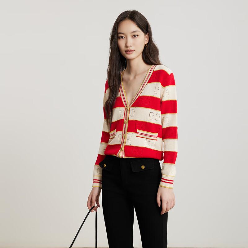 Gejin Striped Long-Sleeve Cardigan for Women
