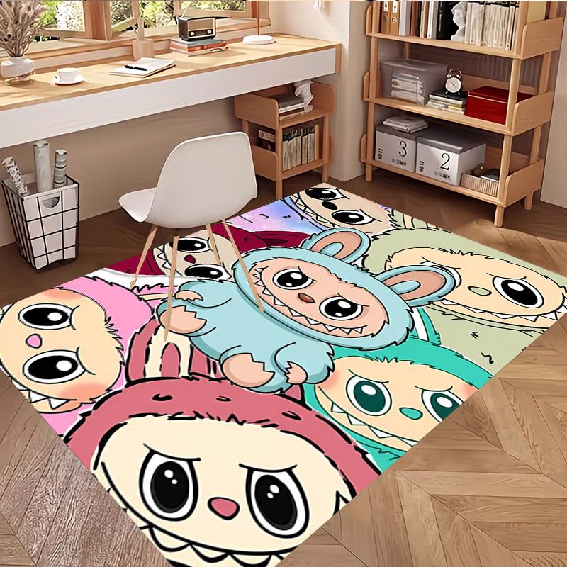 Labubu Print Rug, Washable Floor Carpet, For Entryway Dorm Laundry Room Office Study, Home Decor Birthday Christmas Gift