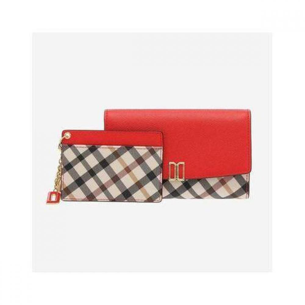 Daks Red Check Color Block 3 Fold Wallet Dcwa4e403r2