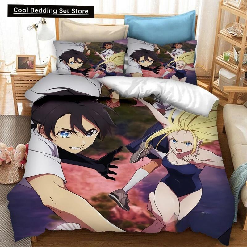 Mode 3D-Druck Anime Summer Time Rendering Bettwäscheset Bettbezüge Kissenbezüge 2/3-teilig Bettdecke Bettwäschesets Bettzeug