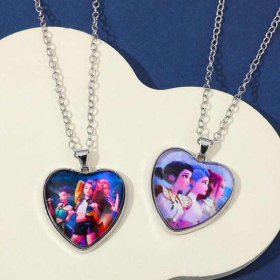 Korea Pop Necklace Heart Pendant Necklace Anime Movie Hunters Necklace Jewelry Gift for Teens Boys Girls Fans