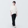 MUJI Hemp Rayon Short Sleeve Size S Women's Blouse, Off-White, (BC2IUA4S)