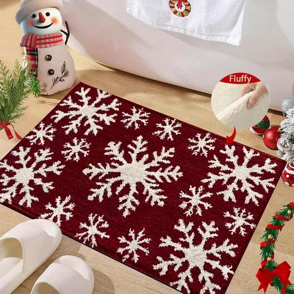 Water-absorbing Christmas Door Mat Gingerbread Man Pattern Santa Claus Design Bathroom Mat Christmas Decor Foot Mat
