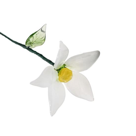 Floare de sticlă lucrată manual cu tulpină de sârmă, glazură colorată suflată manual, mini figurine florale, decorațiune, ornament pentru vază de flori de masă pentru casă, sufragerie, birou