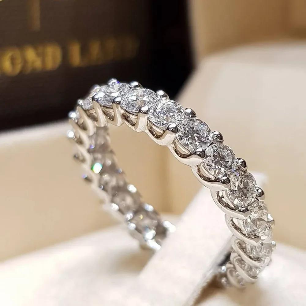 

New Trendy Thin Finger Rings Silver Color Band with Shiny Cubic Zirconia Simple Stylish Daily Wear Accessories for Women 10