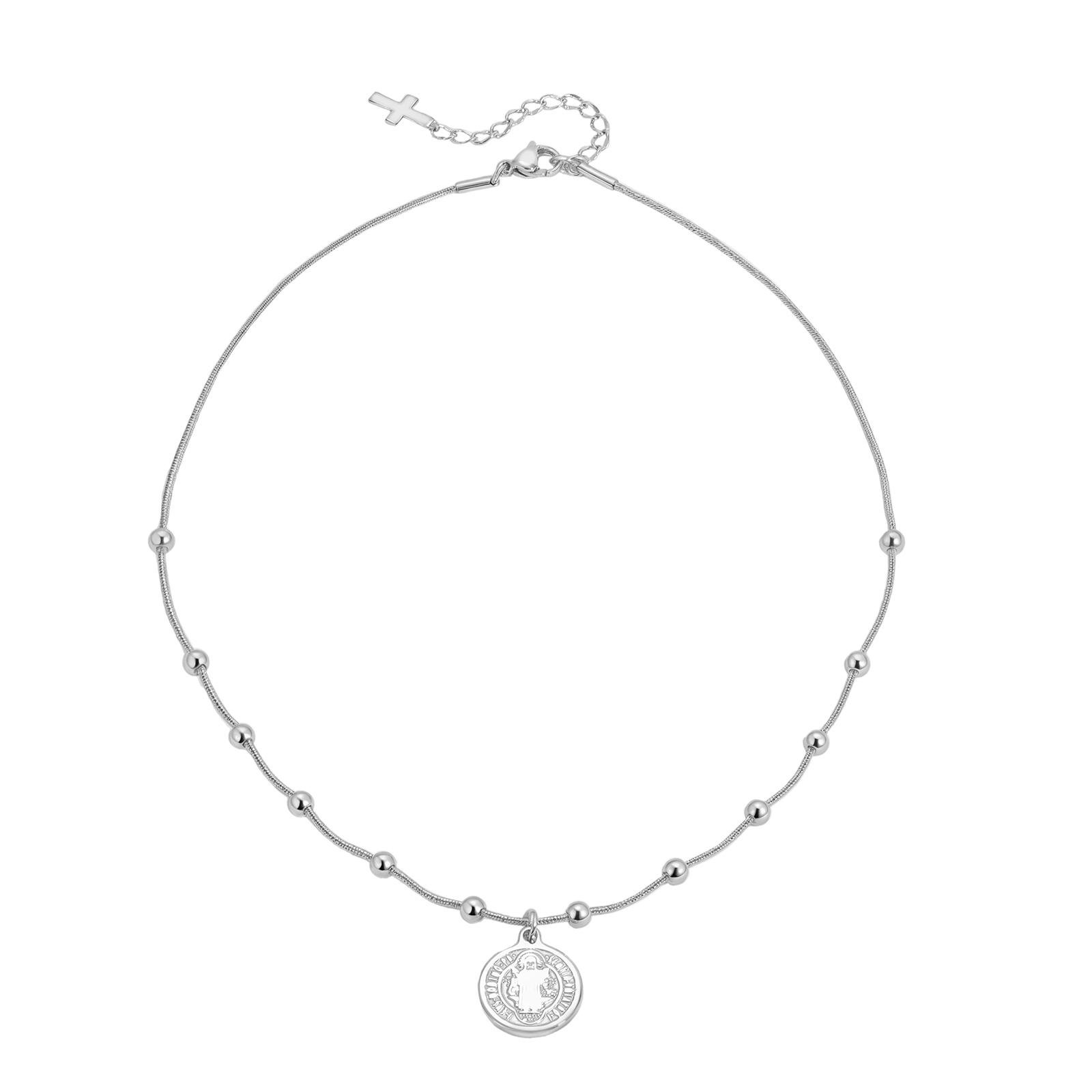 

Vnox Catholic Charm Saint Benedict Pendant Necklace Stainless Steel Snake Chain Collar Lightweight Jewelry