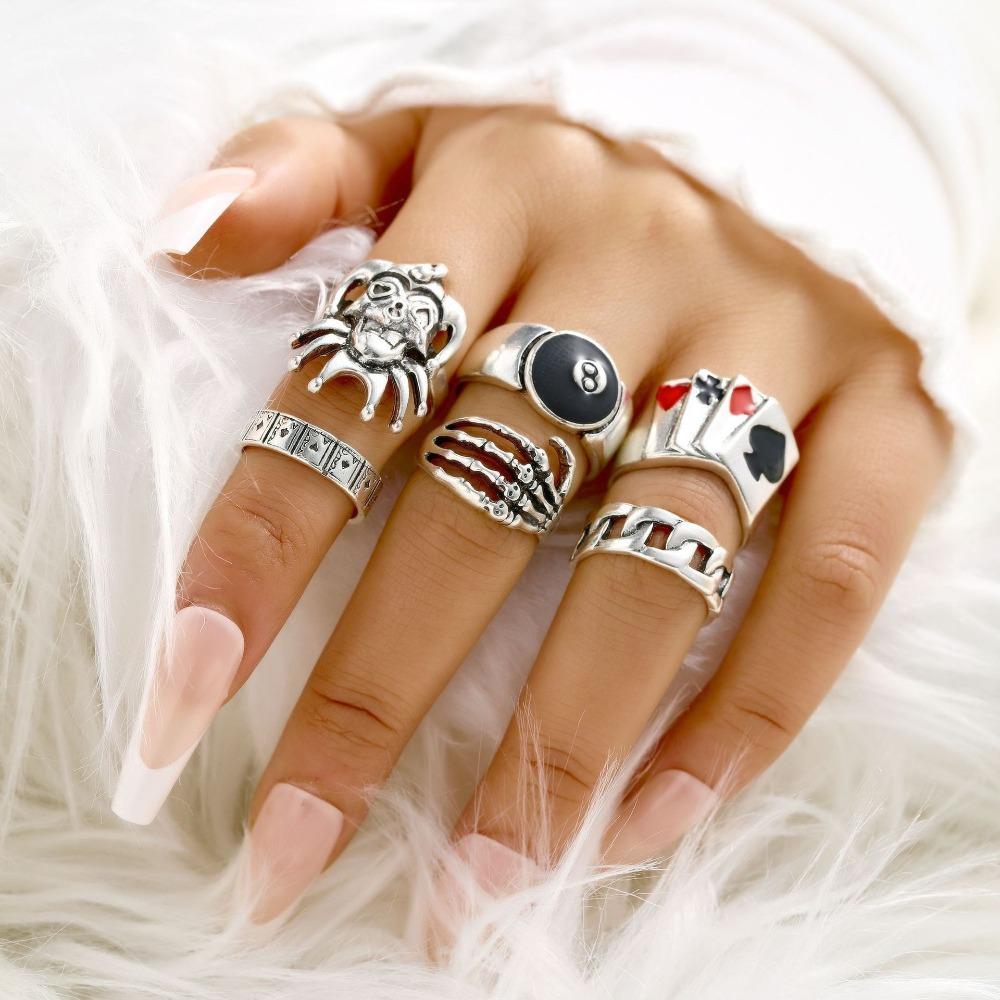 Skull Bat Spider Ring Set Dark Gothic Retro Exaggerated Finger Ring 23-piece Set