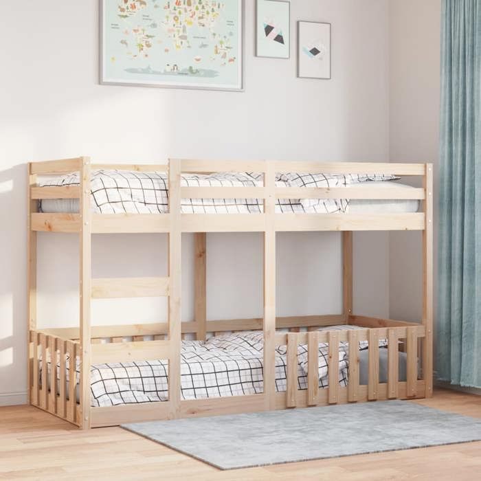 VidaXL Lit superposé 90x190 cm Bois de pin massif, cadre de lit superposé bas, meubles de chambre à coucher, cadre de lit 3308592