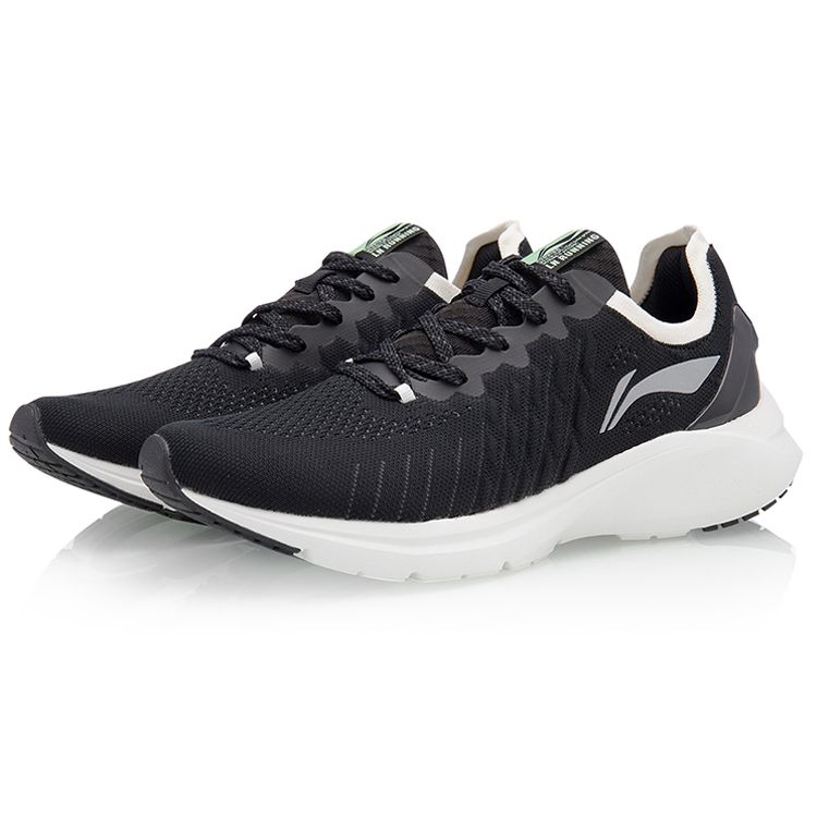 Li Ning Yun Que One Piece Woven Sports Shock Absorbing Breathable Low Top Running Shoes Women Running Shoes Black ARHQ178-1