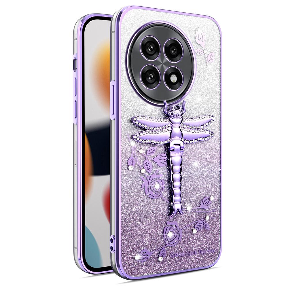 KADEM Handyhülle Für OnePlus 13R 5G/Ace 5 5G/Ace 5 Pro 5G Libelle Ständer TPU Blumen Glitzer Hülle