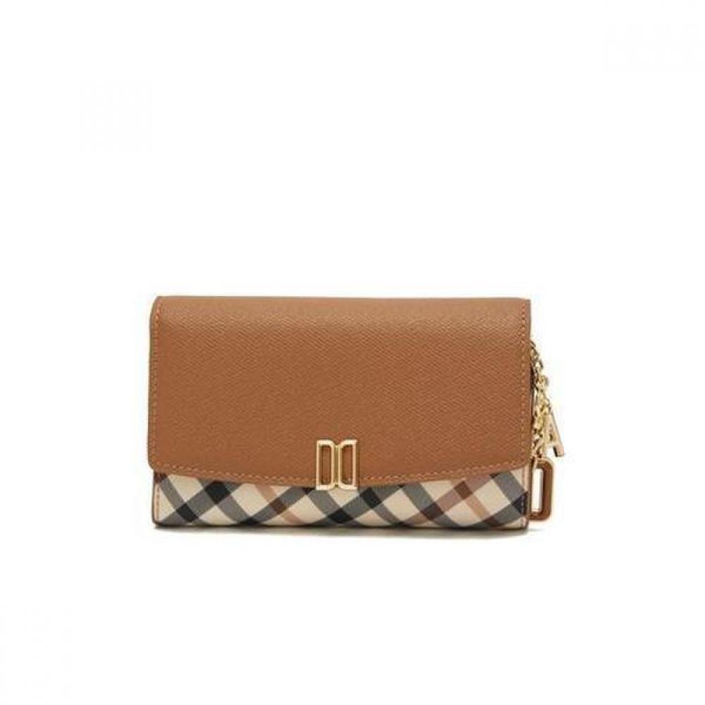 Daks Dd Logo 3 Fold Wallet Brown Check Dcwa6f423w2