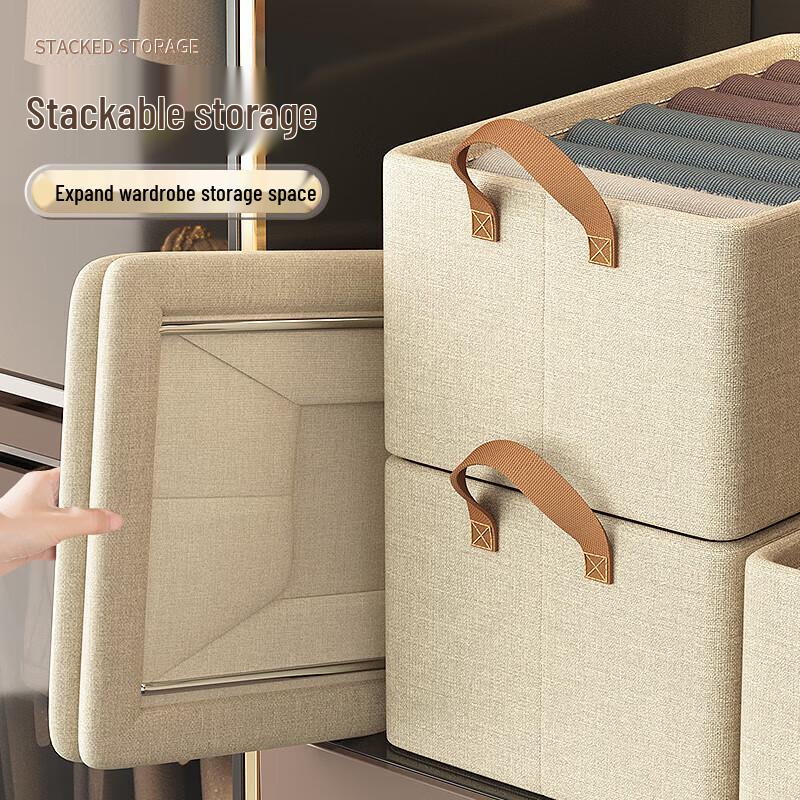 Foldable Clothing Storage Box with Compartments - Large Capacity, Dustproof Organizer for Clothes and Sundries.