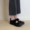 Sheepskin Version~ Platform Sports Cross Strap Mary Jane Small Leather Shoes Round Head Ballet Shoes Women's Shallow Mouth Retro Single Shoes