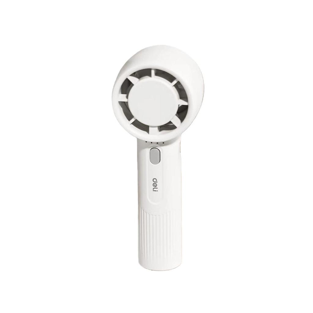 deli Mini Fan, Portable Handheld Fan with Four Speed Settings, USB Fan for Dormitory and Office Use, White, LK103