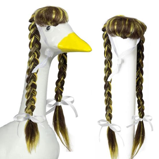 3/4Pcs Porch Goose Wig with Elastic Drawstring Lawn Goose Outfit DIY Outdoor Garden Patio Yard Goose Statue Hairpiece Decoration Accessories