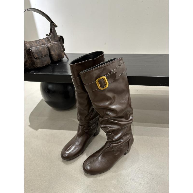 

But knee boots women s thick heel 2025 autumn and winter new women s boots pleated pile boots western knight boots 39